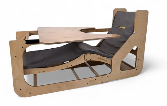 ChairLounge in Light Golden Pine with a Grey cushion